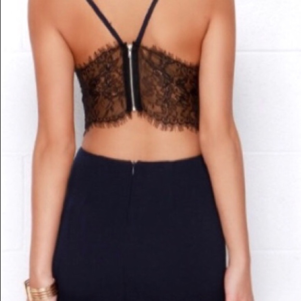 Lulu’s heartbeat song black/navy backless dress